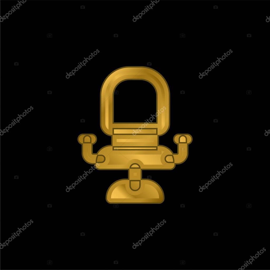 Armchair gold plated metalic icon or logo vector