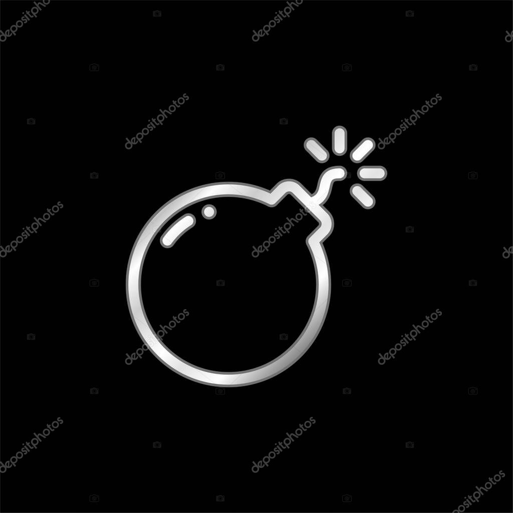 Bomb silver plated metallic icon