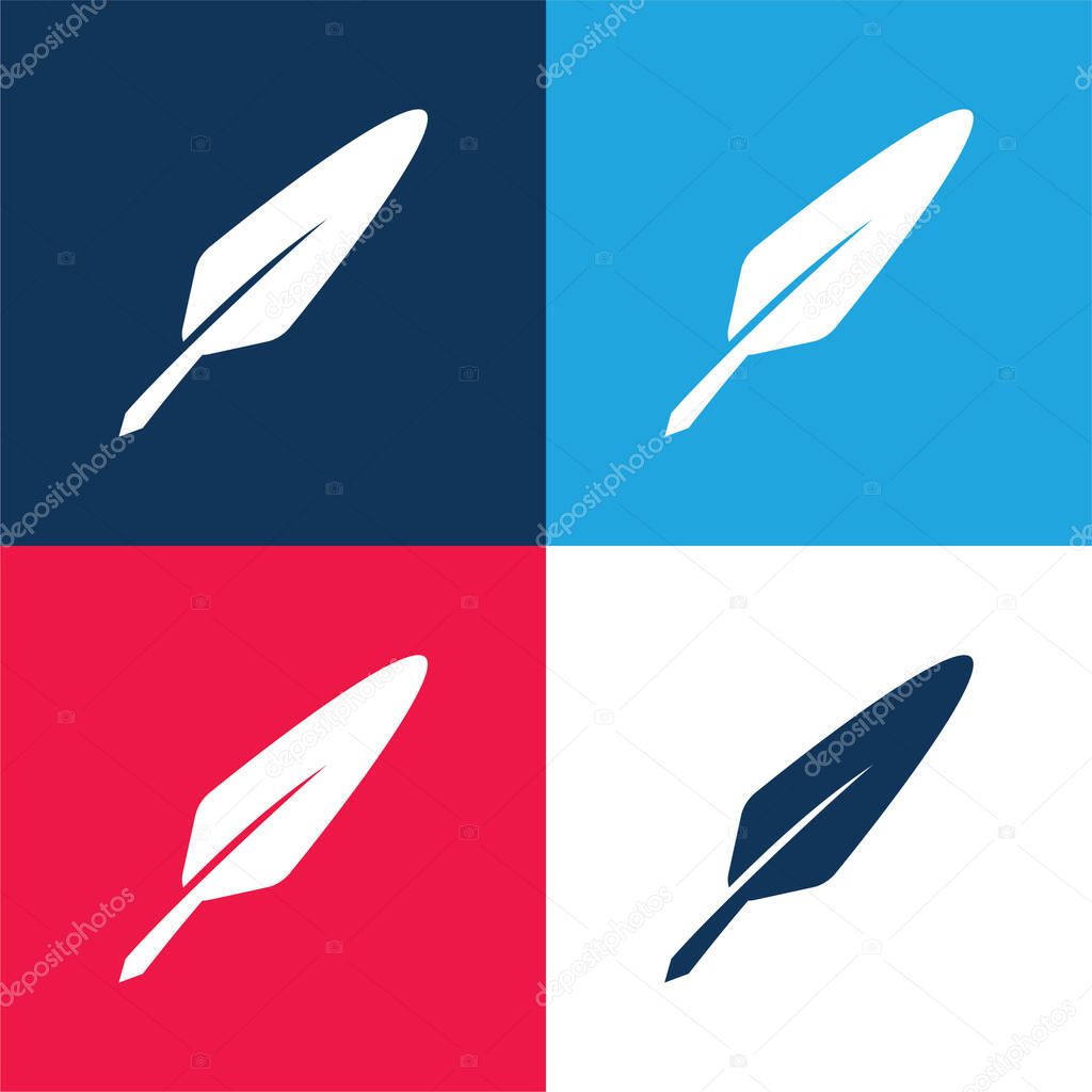 Bird Feather blue and red four color minimal icon set