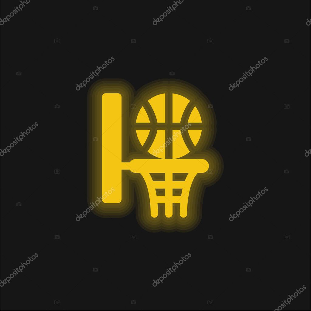 Basketball yellow glowing neon icon
