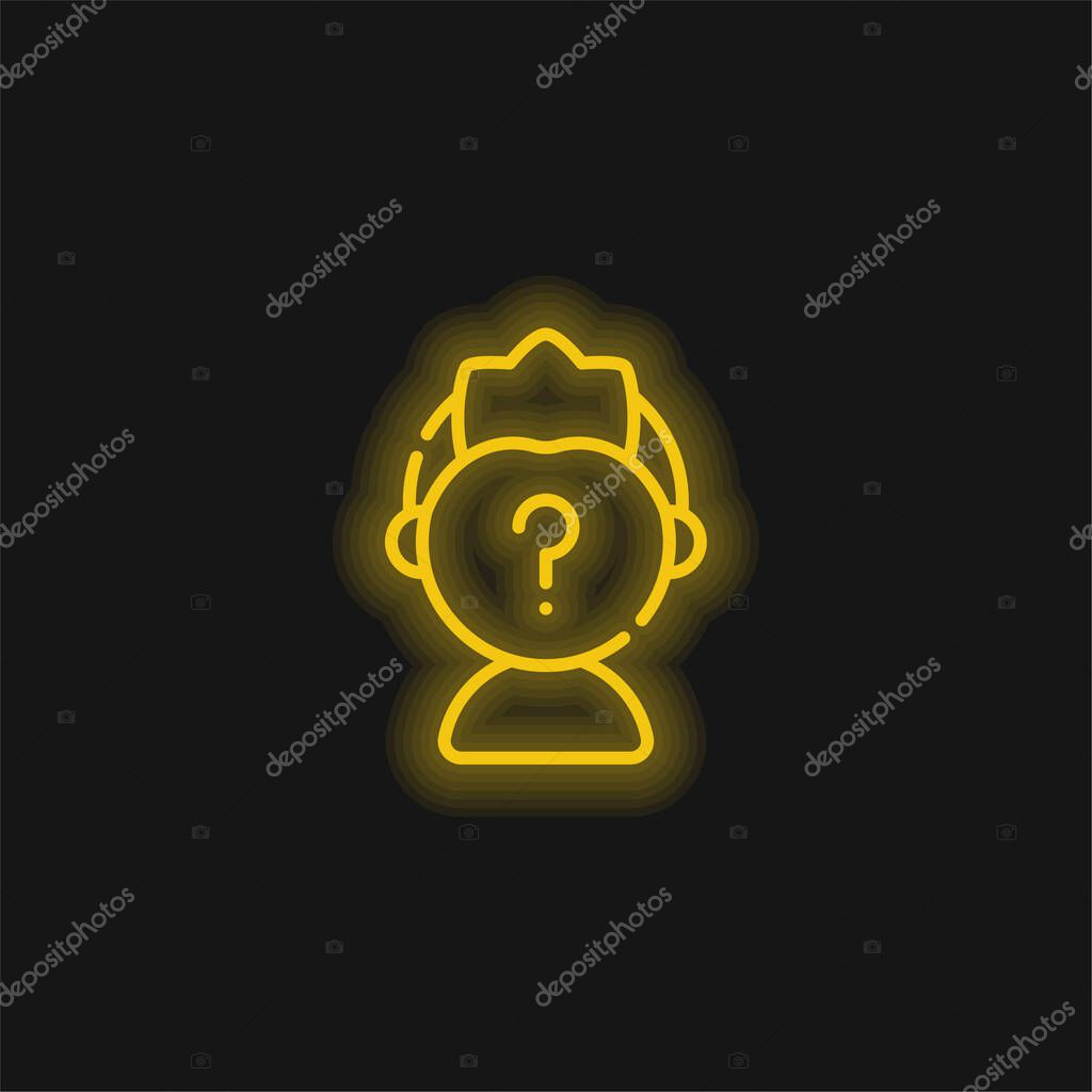 Anonymous yellow glowing neon icon