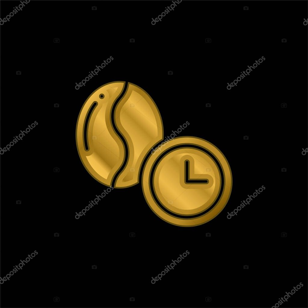 Bean gold plated metalic icon or logo vector