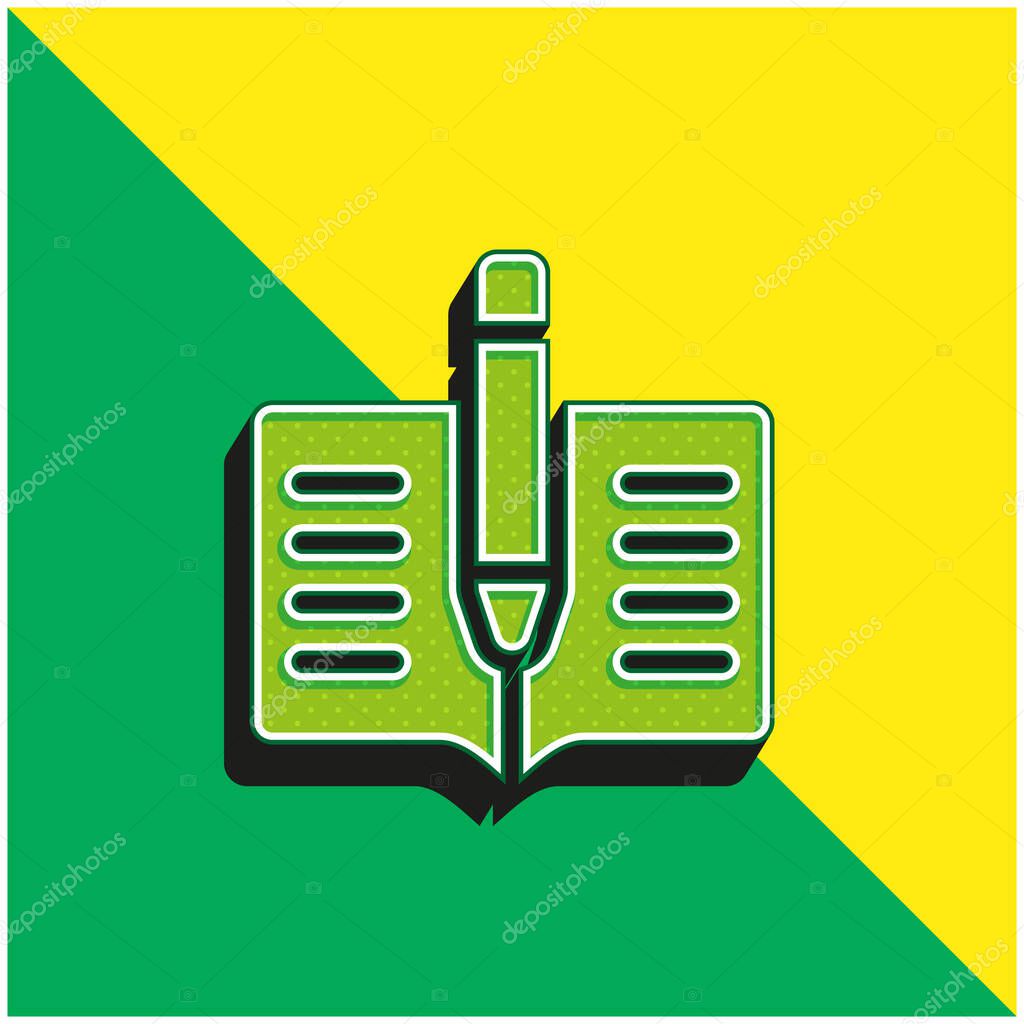 Book Green and yellow modern 3d vector icon logo