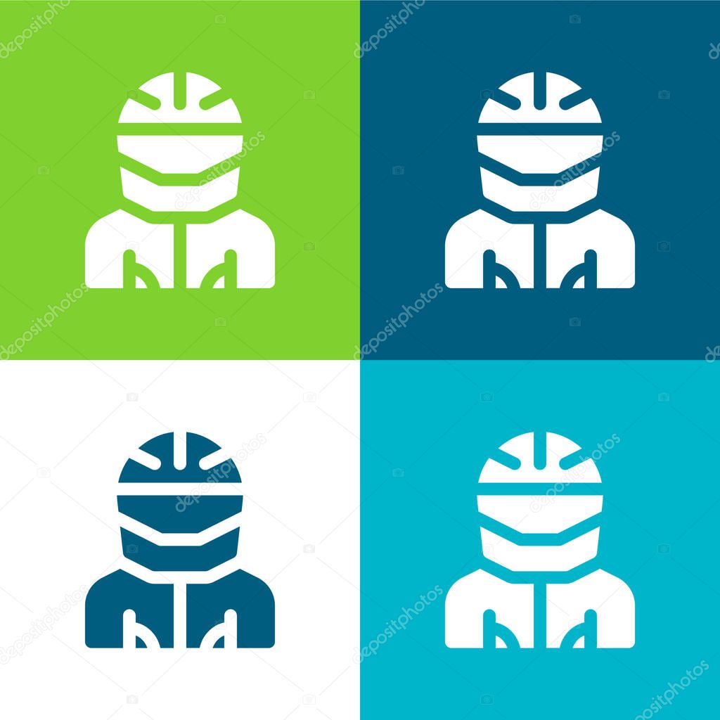 Biker Flat four color minimal icon set