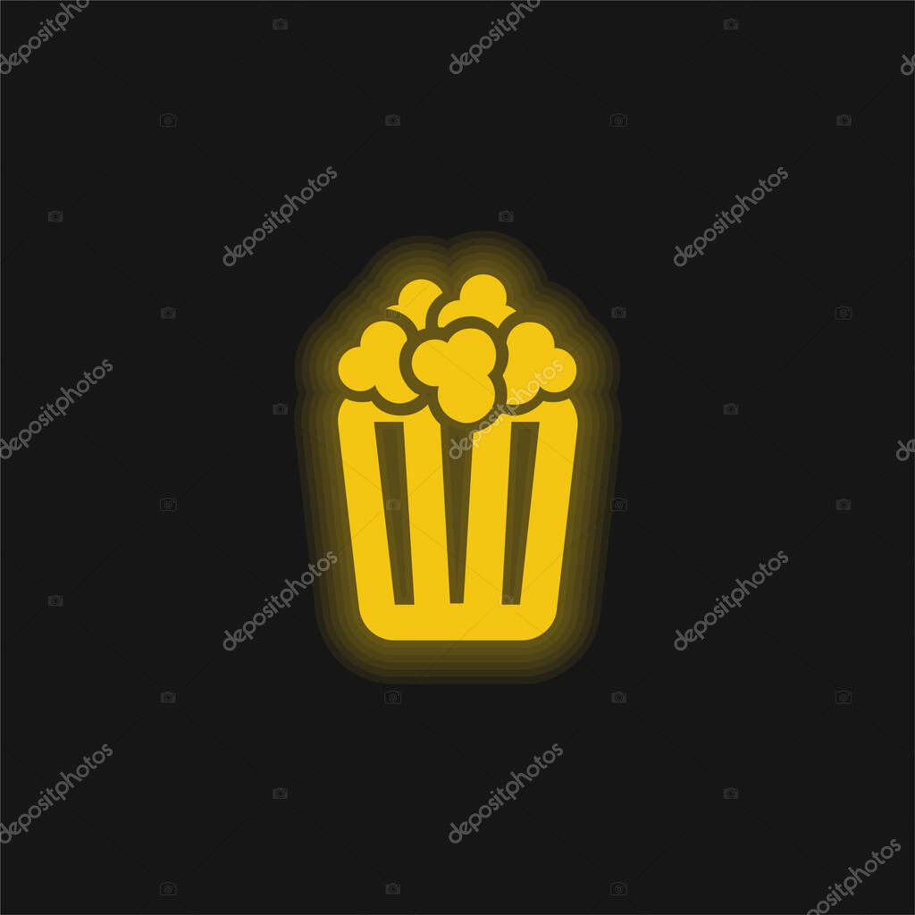 Box Of Popcorn yellow glowing neon icon