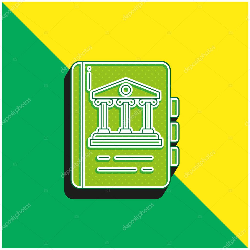 Book Green and yellow modern 3d vector icon logo