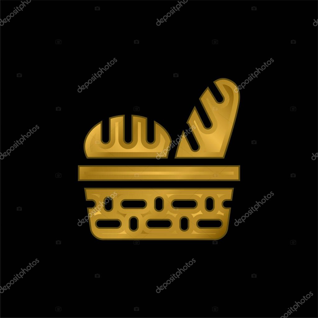 Bread gold plated metalic icon or logo vector