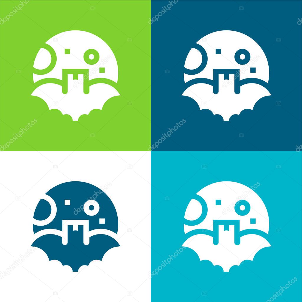 Bat Flat four color minimal icon set