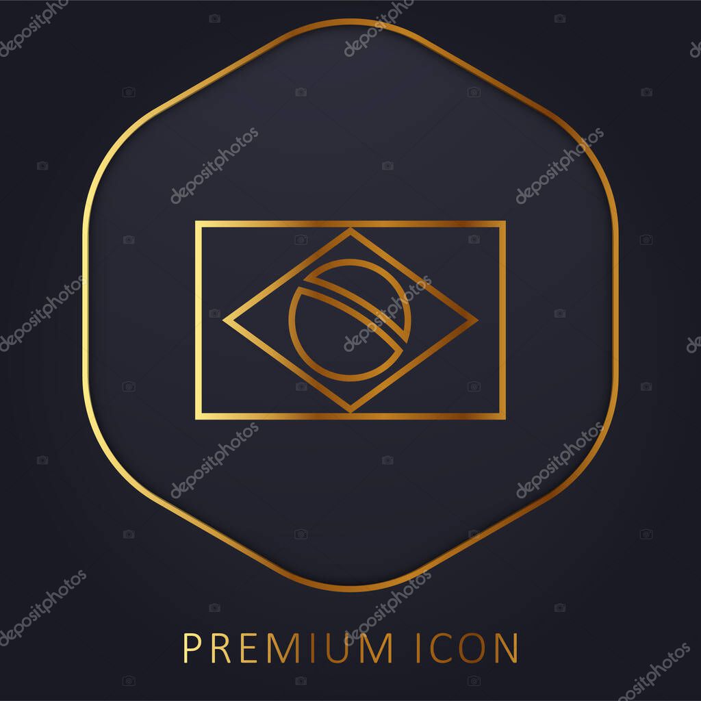 Brazil Flag golden line premium logo or icon