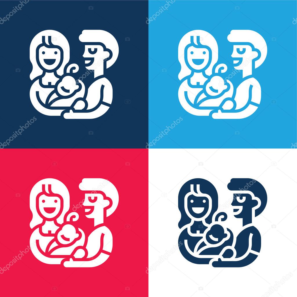 Adoption blue and red four color minimal icon set