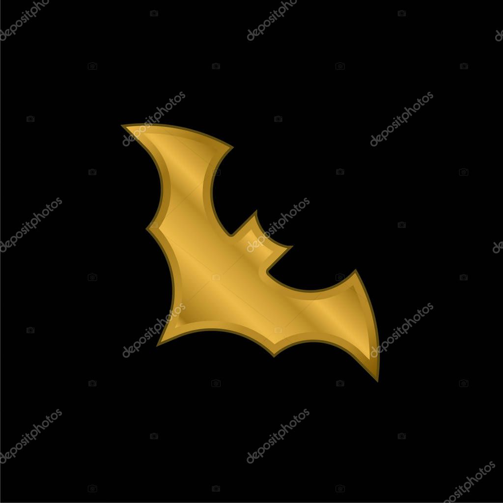 Bat gold plated metalic icon or logo vector