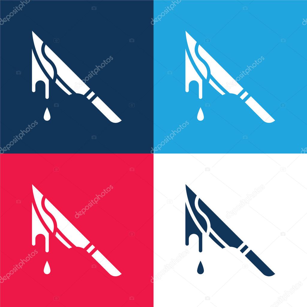 Bloody blue and red four color minimal icon set