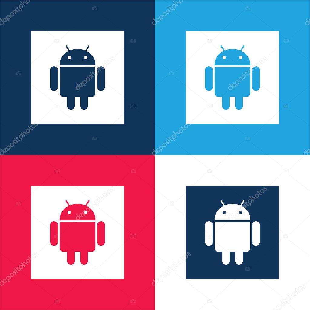 Android blue and red four color minimal icon set