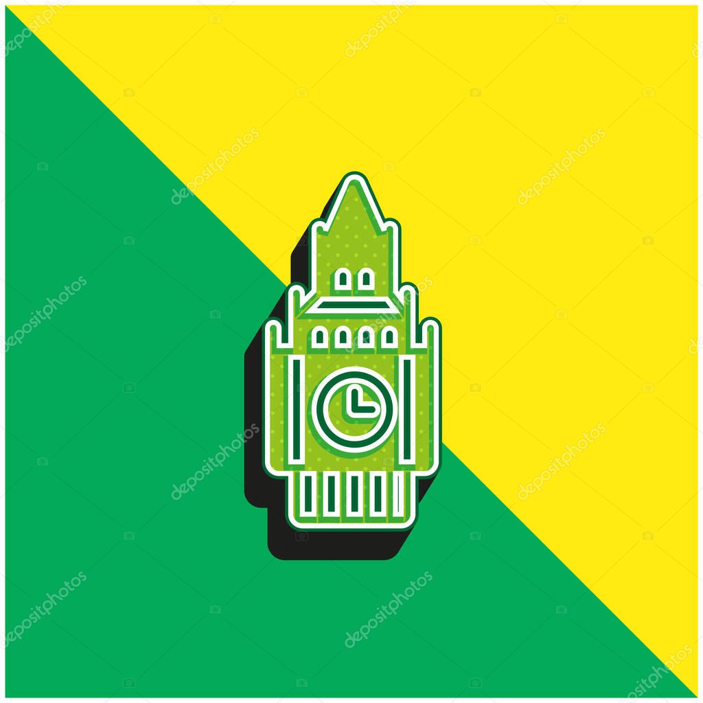 Big Ben Green and yellow modern 3d vector icon logo