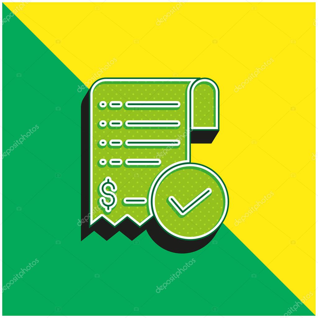 Bill Green and yellow modern 3d vector icon logo