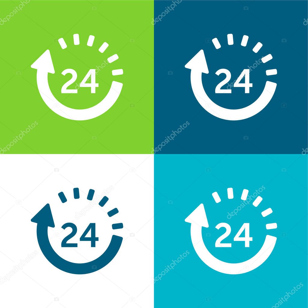 24 Hours Delivery Flat four color minimal icon set