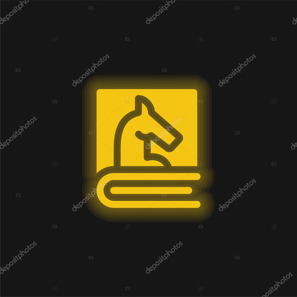 Book yellow glowing neon icon