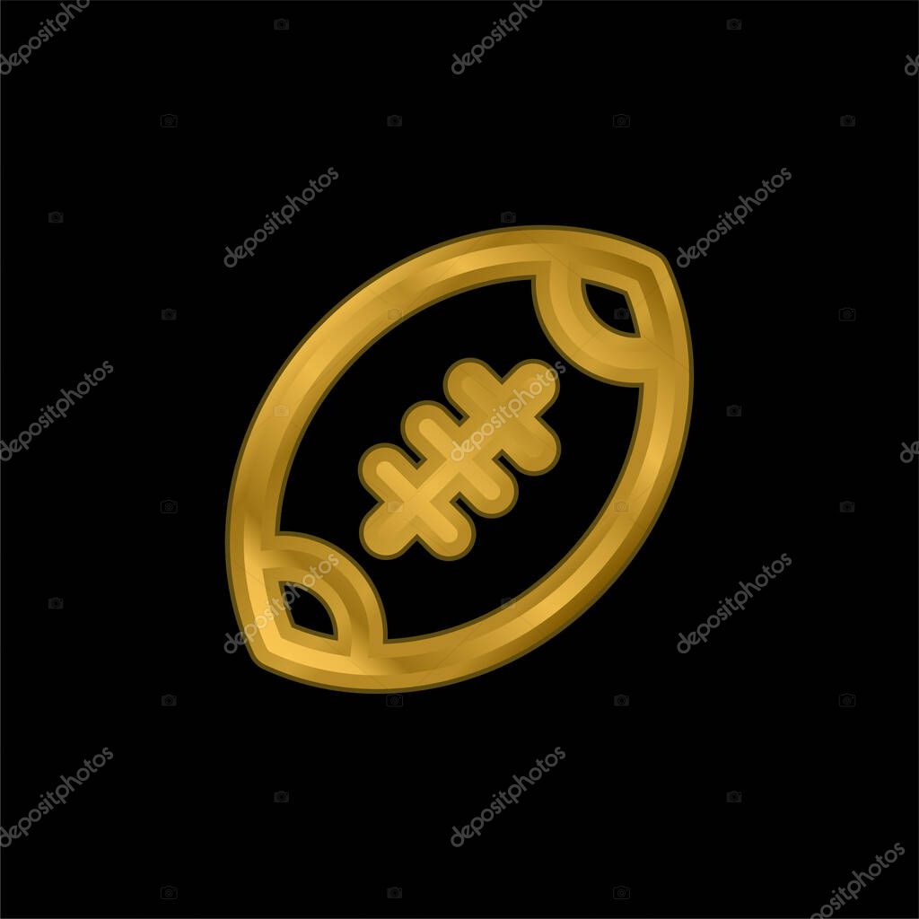 American Football gold plated metalic icon or logo vector
