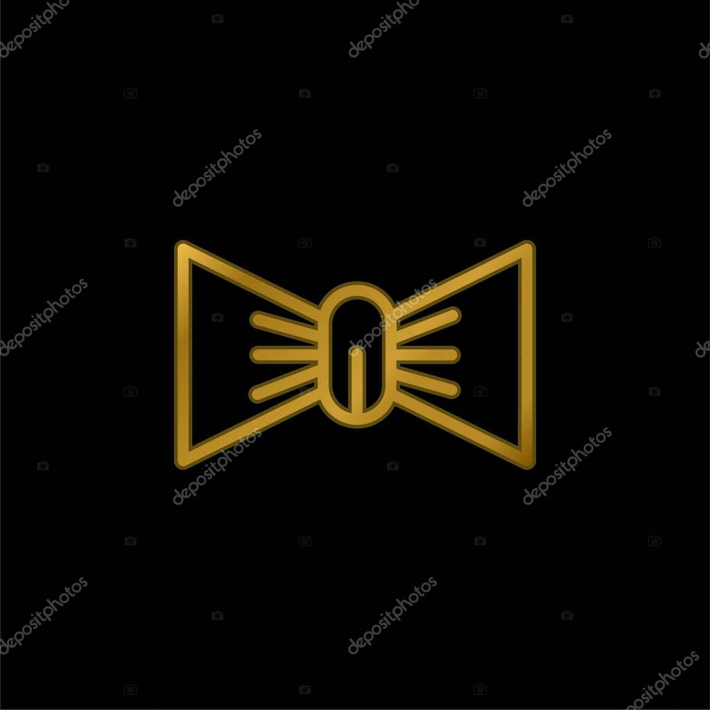 Bow gold plated metalic icon or logo vector