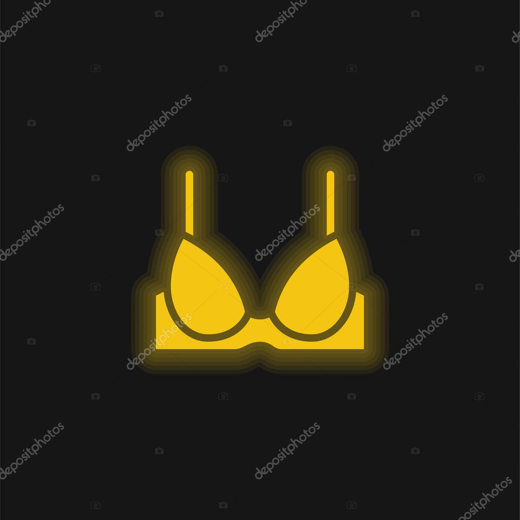 Bra yellow glowing neon icon