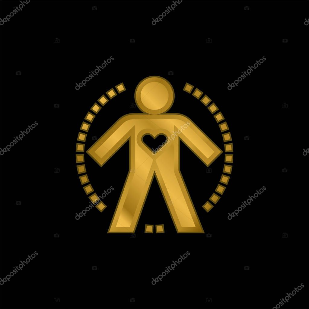 Body gold plated metalic icon or logo vector