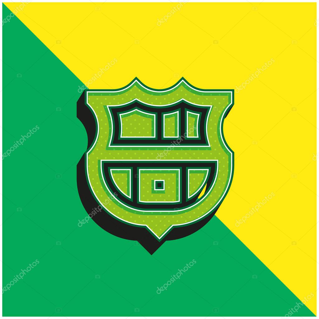 Barcelona Green and yellow modern 3d vector icon logo