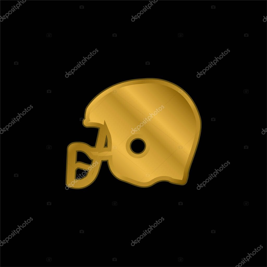 American Football Helmet Knocking gold plated metalic icon or logo vector