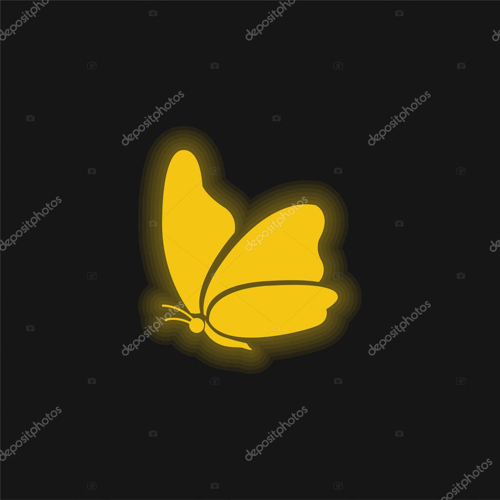 Big Wing Butterfly yellow glowing neon icon