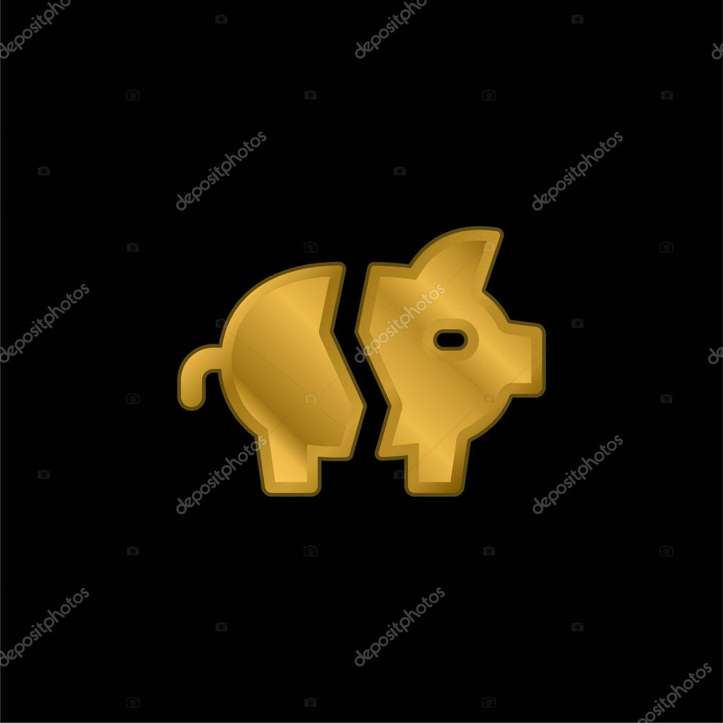 Bankrupt gold plated metalic icon or logo vector