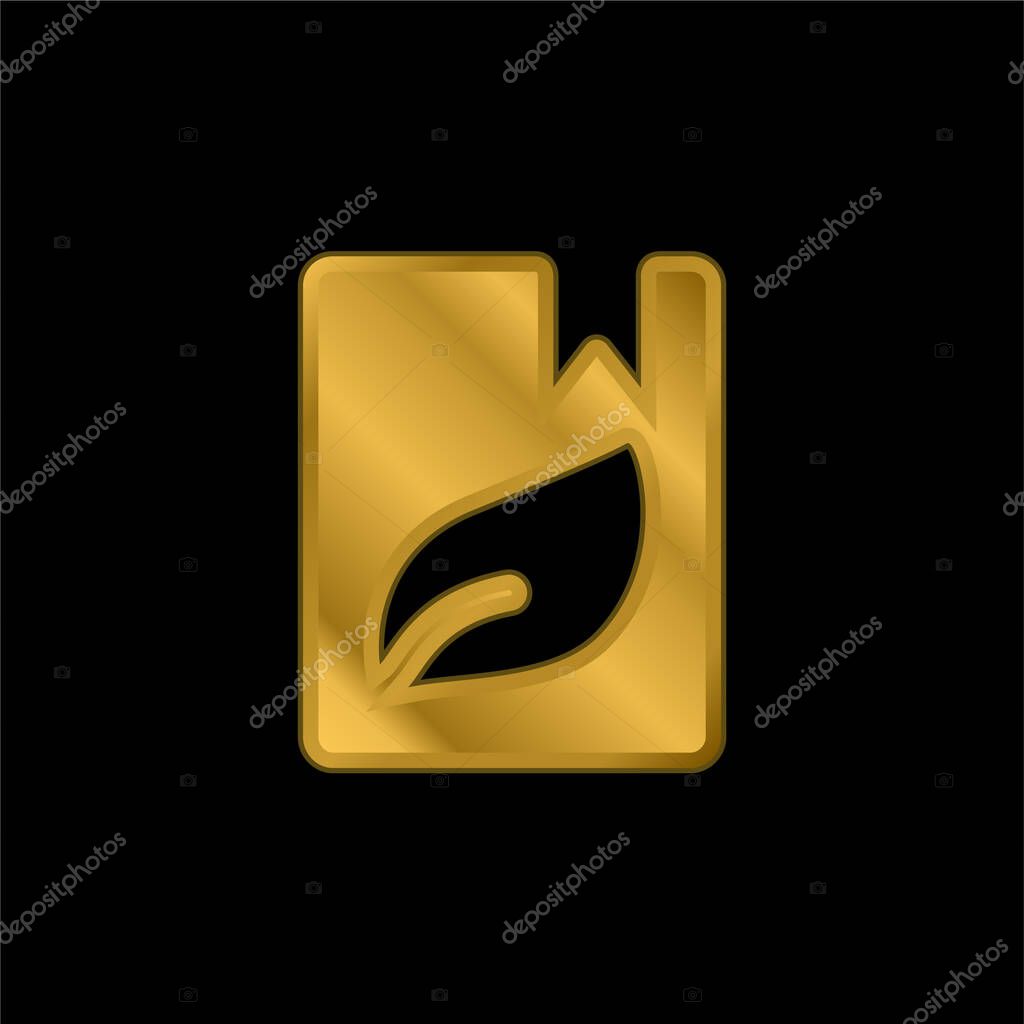 Book Recycle gold plated metalic icon or logo vector