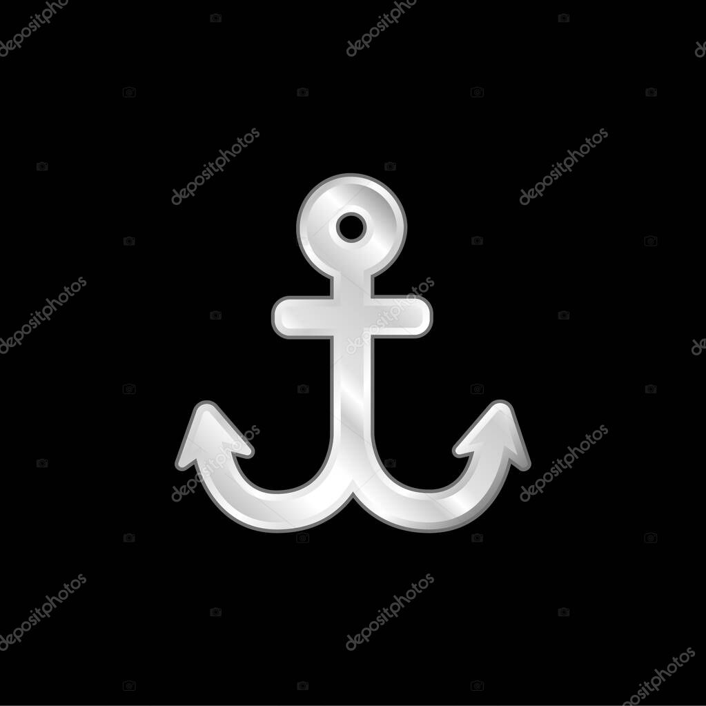 Boat Anchor silver plated metallic icon
