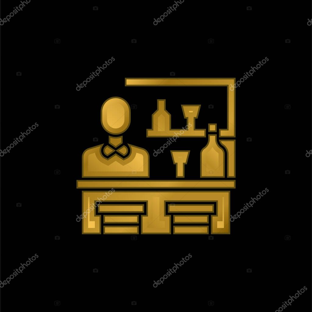 Bar gold plated metalic icon or logo vector