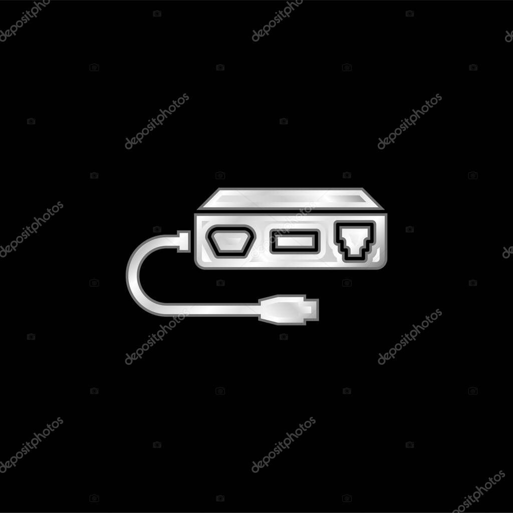 Adapter silver plated metallic icon