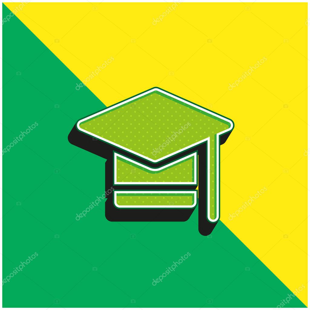 Bachelors Degree Green and yellow modern 3d vector icon logo