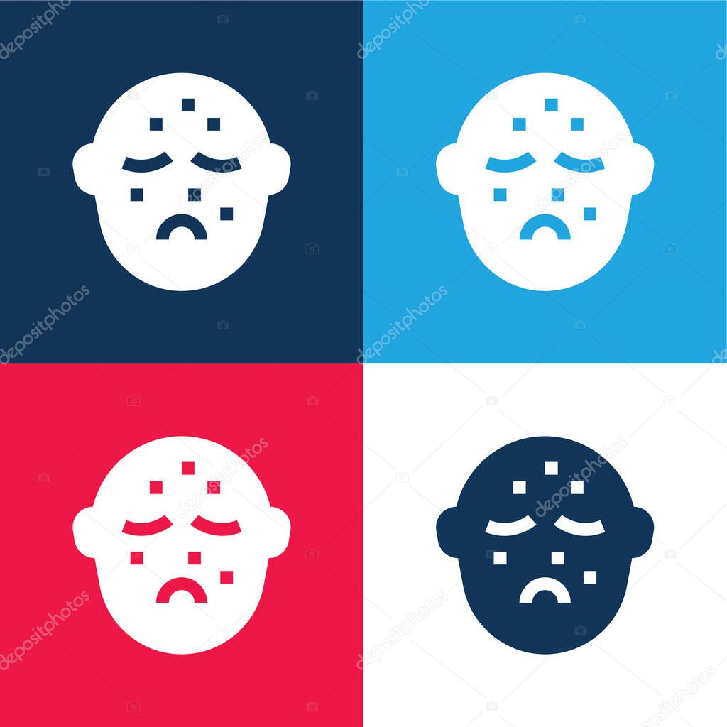 Acne blue and red four color minimal icon set