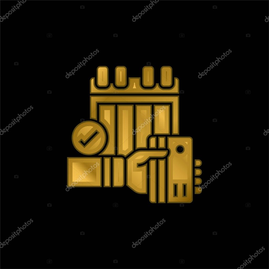 Annual gold plated metalic icon or logo vector