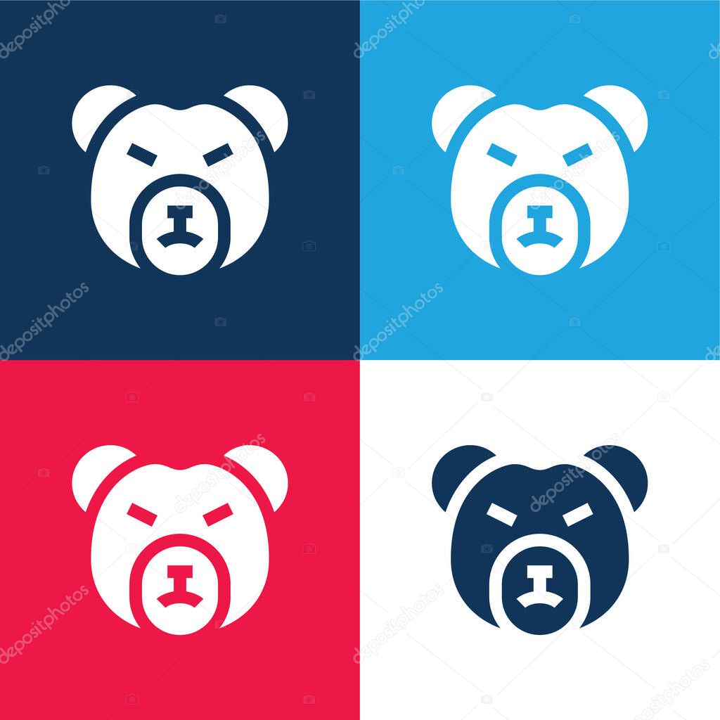 Bear Market blue and red four color minimal icon set