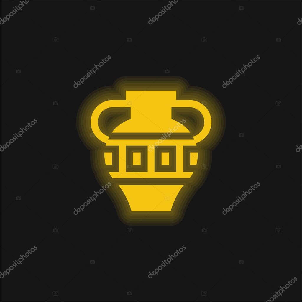 Amphora yellow glowing neon icon