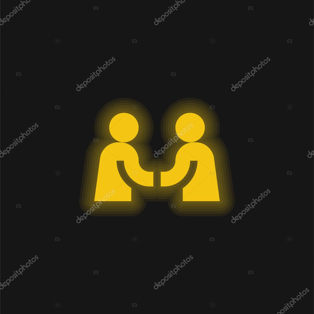 Agreement yellow glowing neon icon