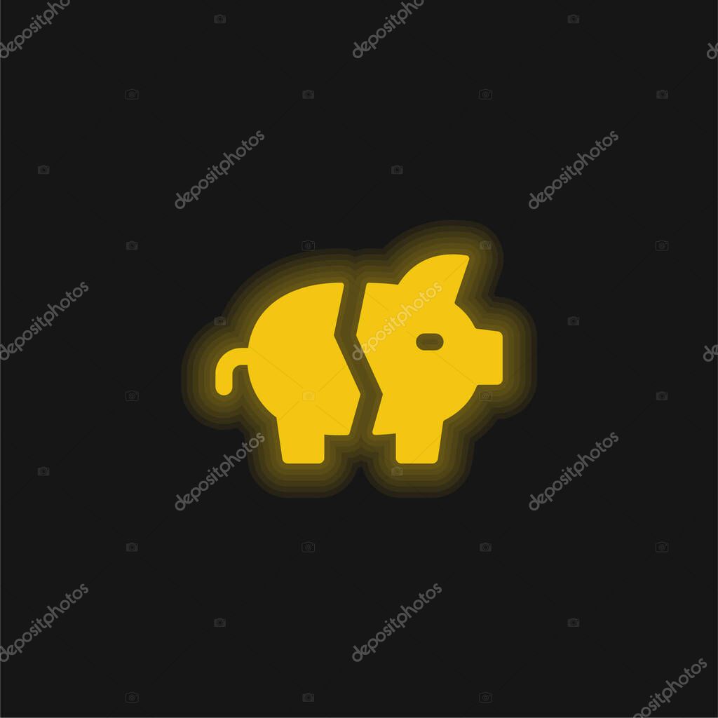 Bankrupt yellow glowing neon icon