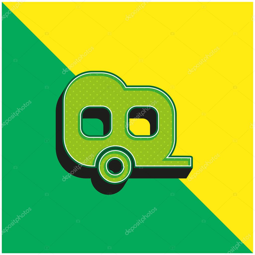 Black Two Window Carriage Green and yellow modern 3d vector icon logo