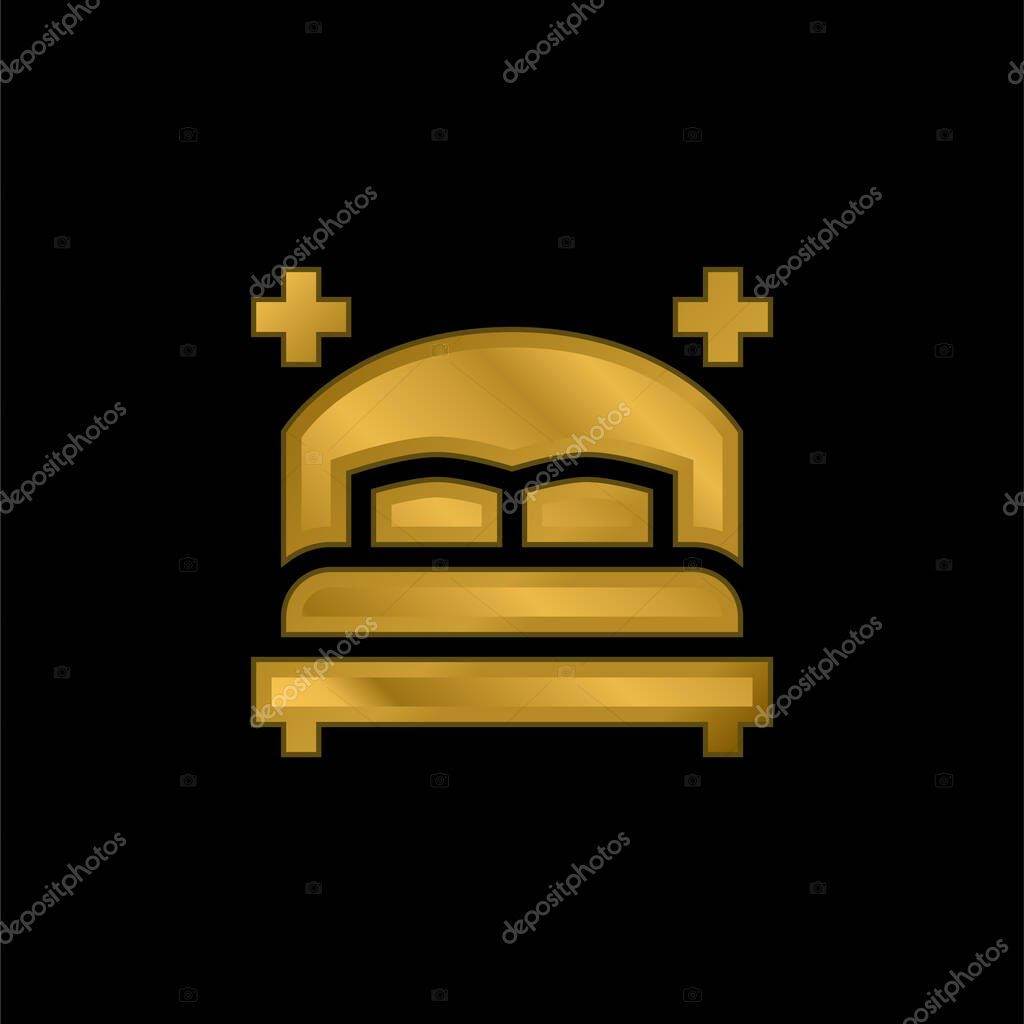 Bedroom gold plated metalic icon or logo vector