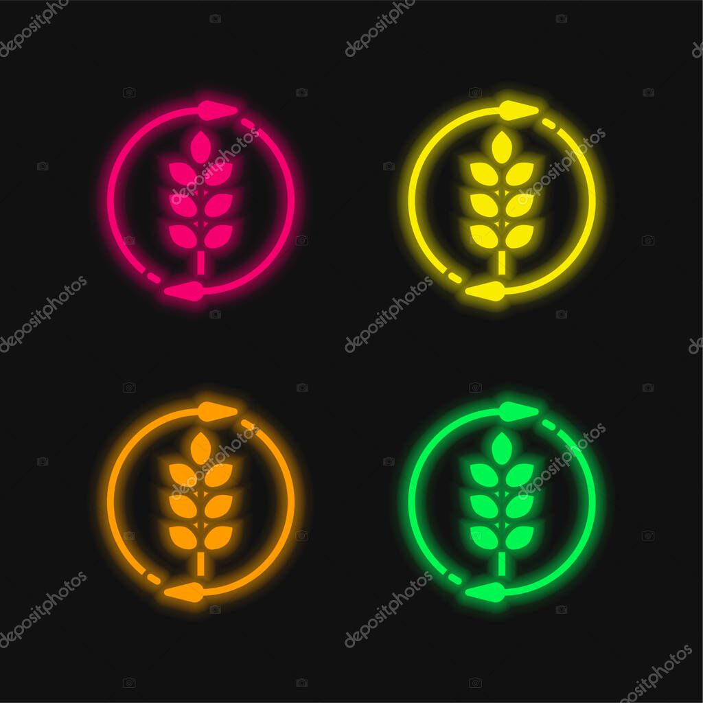 Agronomy four color glowing neon vector icon