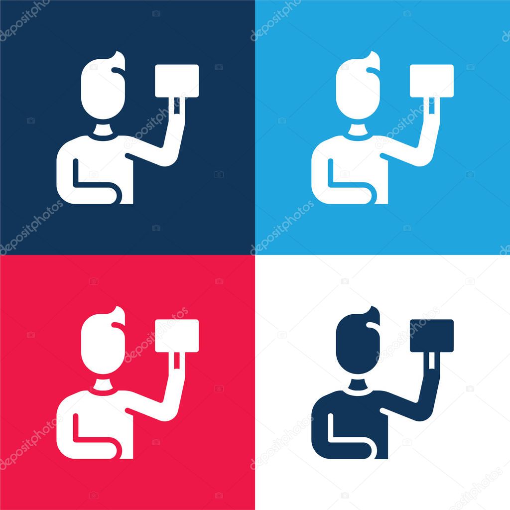 Bidding blue and red four color minimal icon set
