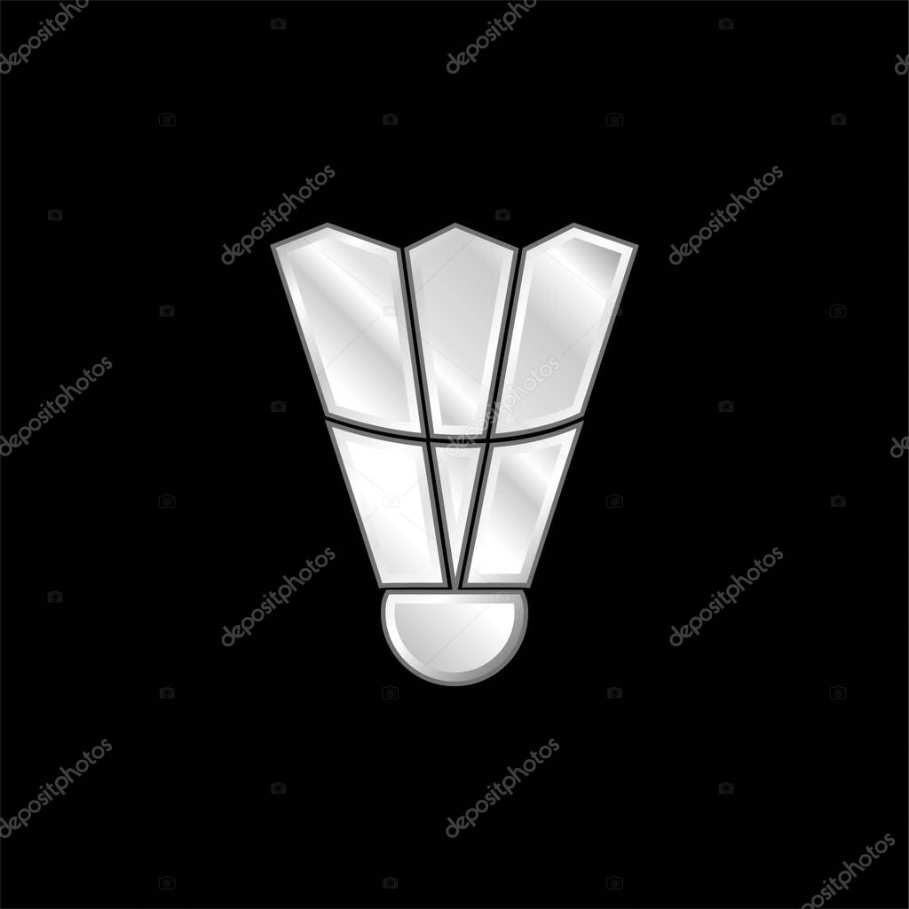 Badminton Feather silver plated metallic icon
