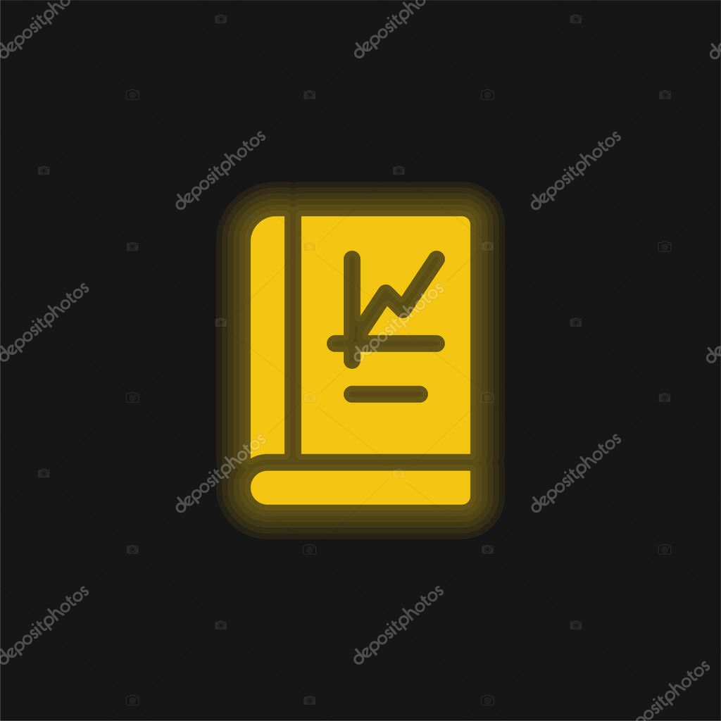 Book yellow glowing neon icon