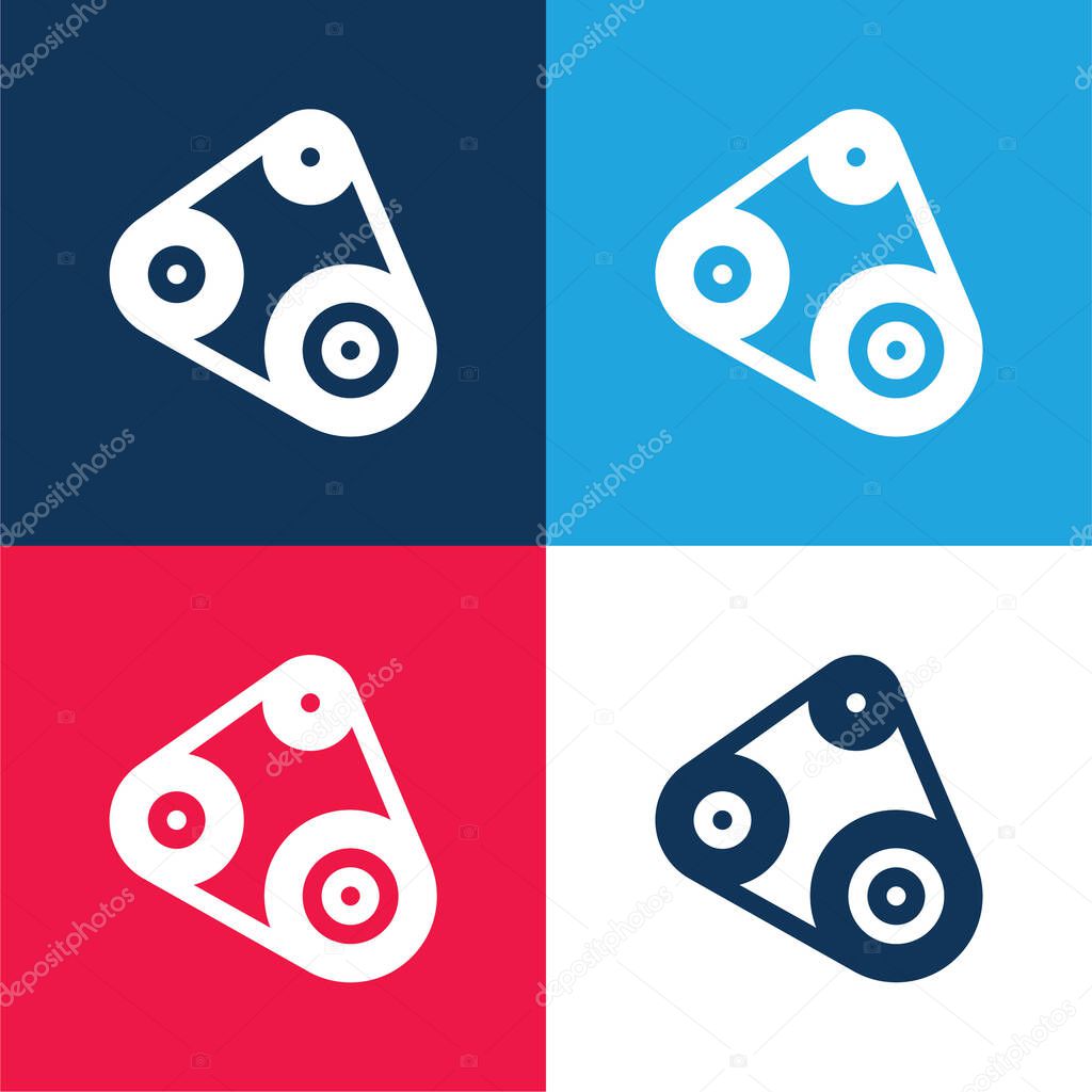 Belt blue and red four color minimal icon set