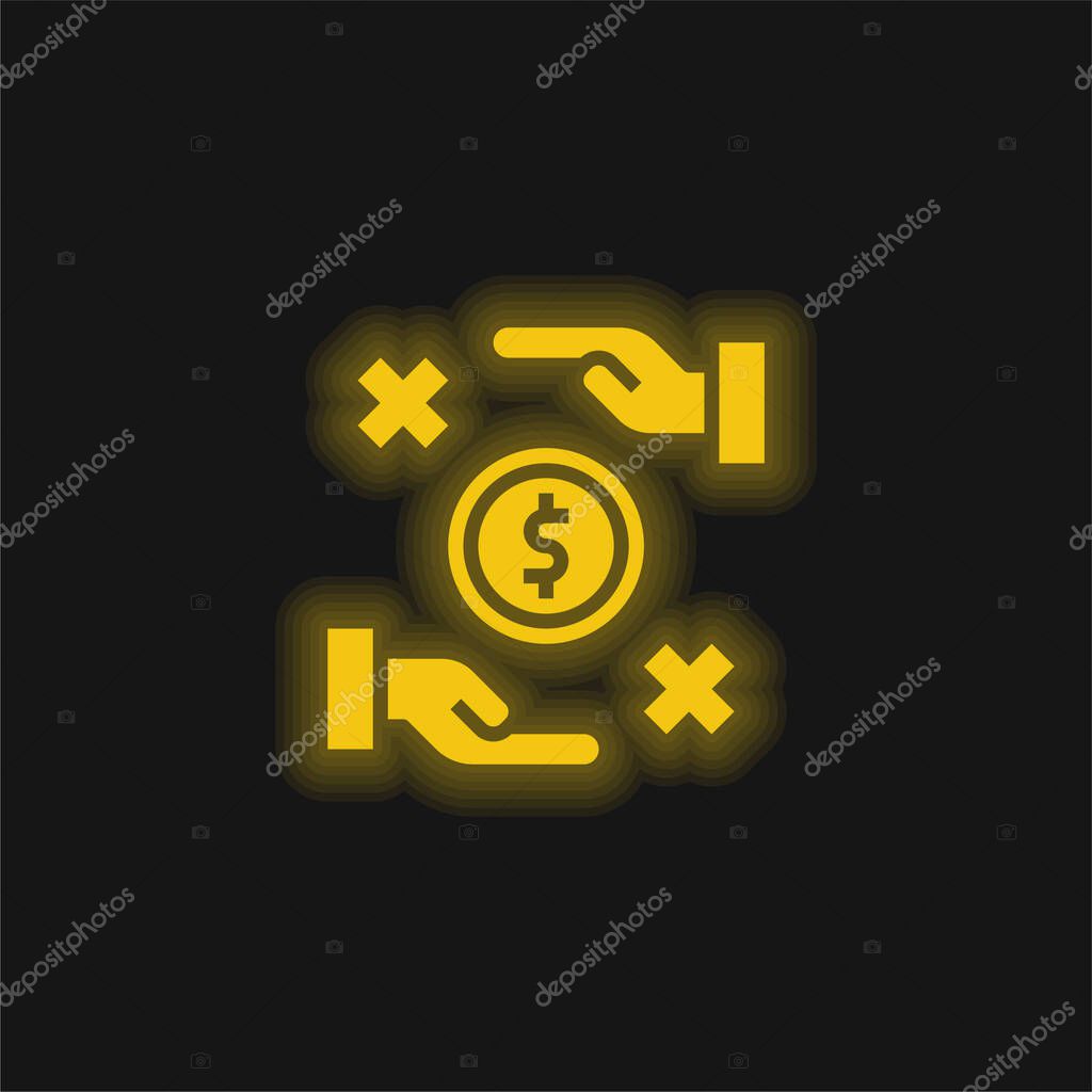 Bribe yellow glowing neon icon