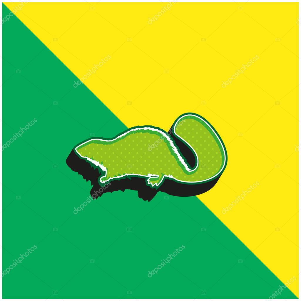 Beaver Mammal Animal Shape Green and yellow modern 3d vector icon logo