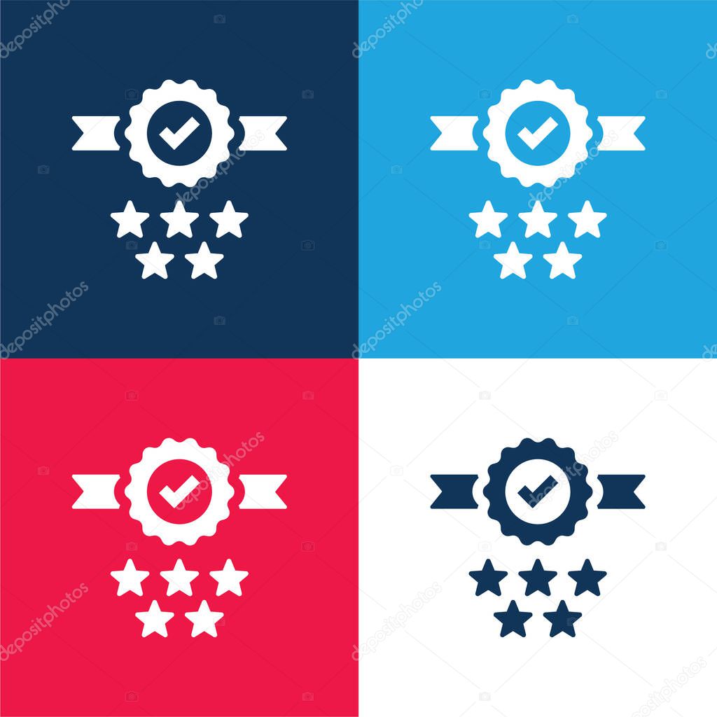 Badge blue and red four color minimal icon set